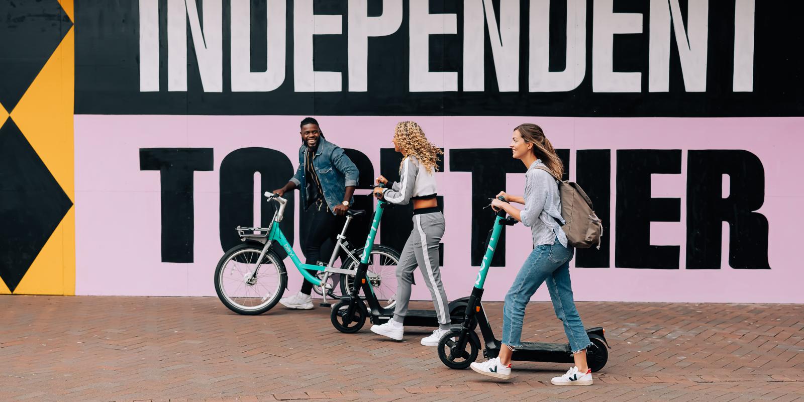 Beryl riders with bikes and scooters