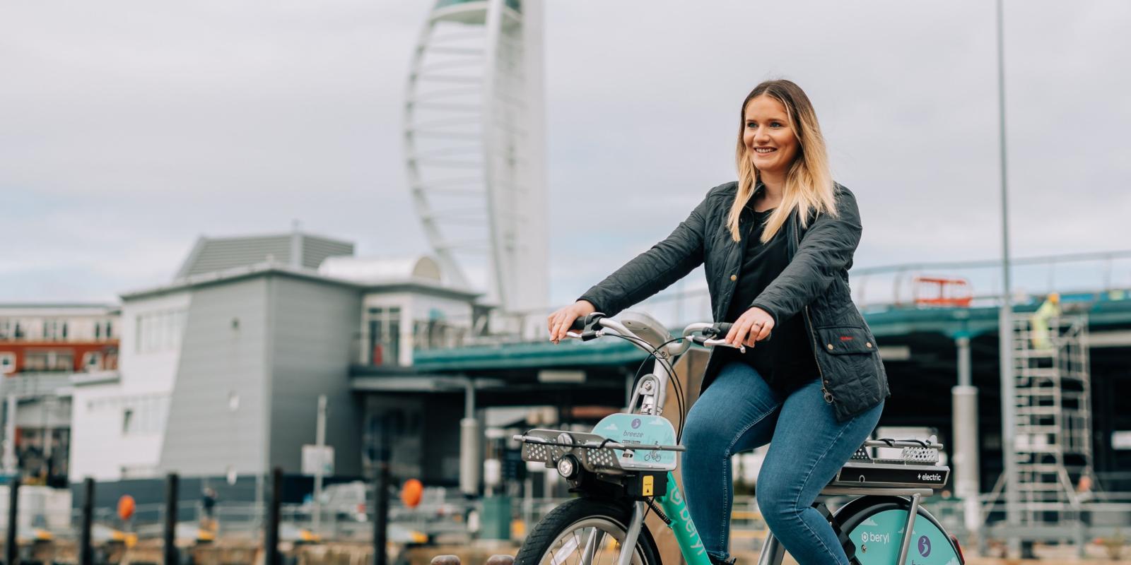 Woman riding Beryl bike