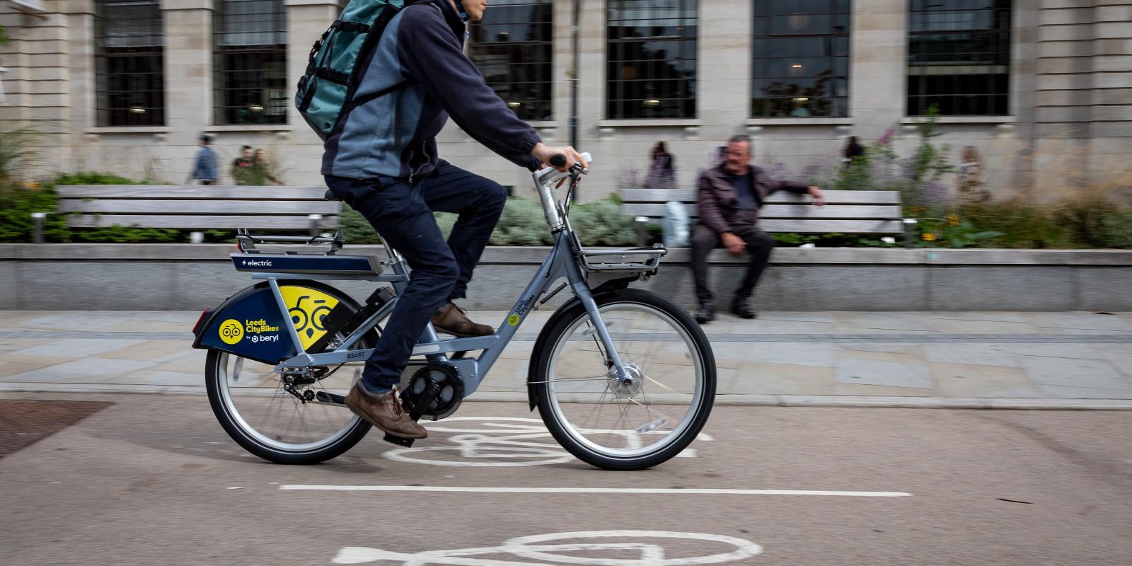 Leeds City Bikes being ridden 